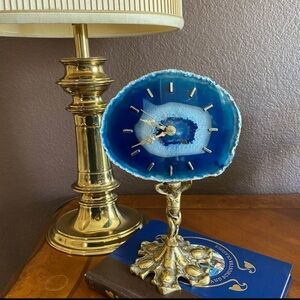 GENUINE POLISHED BLUE  AGATE SLICE CLOCK.